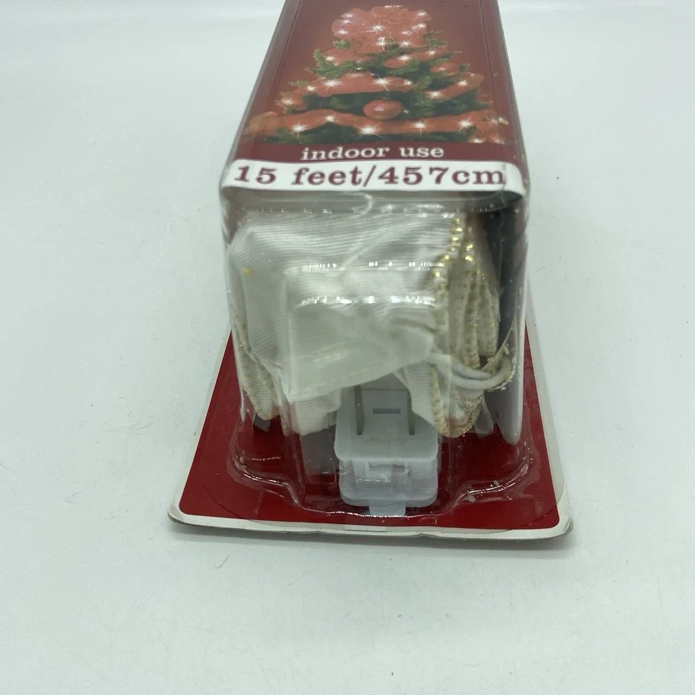 Holiday Living Lighted Ribbon‎ 15ft 50 Lights Cream Gold Wired Indoor NEW